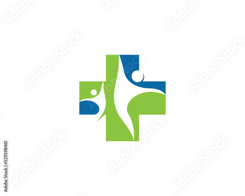 Health Care Cross Plus Logo Concept symbol sign icon Design Element. Medical, Human, People Logotype. Vector illustration template