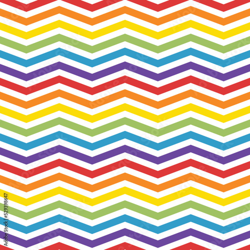 Seamless pattern with the rainbow colorful chevron and wavy zigzag lines. Great for party background, holiday decoration or baby shower party