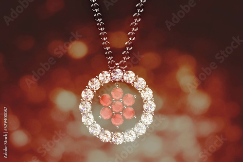 Beautiful pendant on white background. 3D rendering
