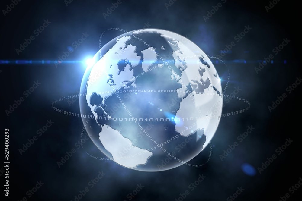 Glowing earth with binary code Glowing earth with binary code