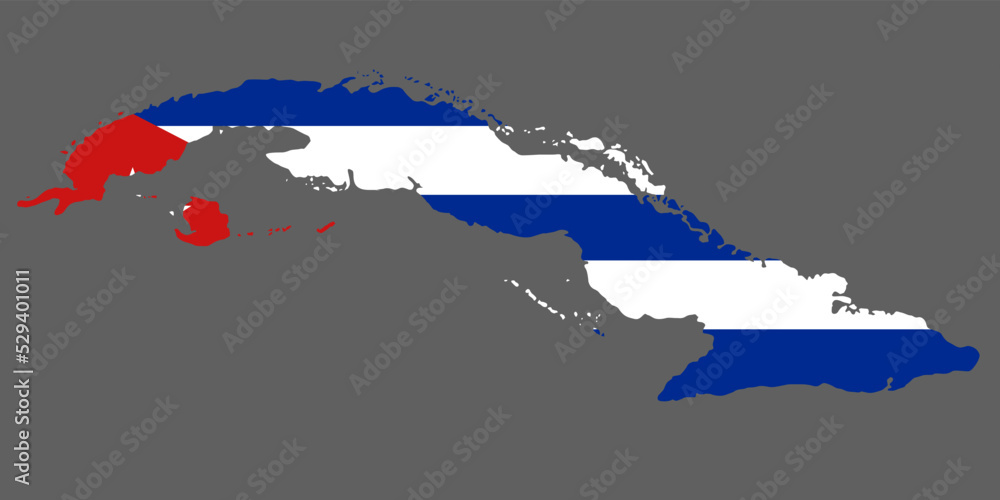Cuba map with flag north America cartography