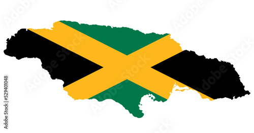 Jamaica map with flag north America cartography