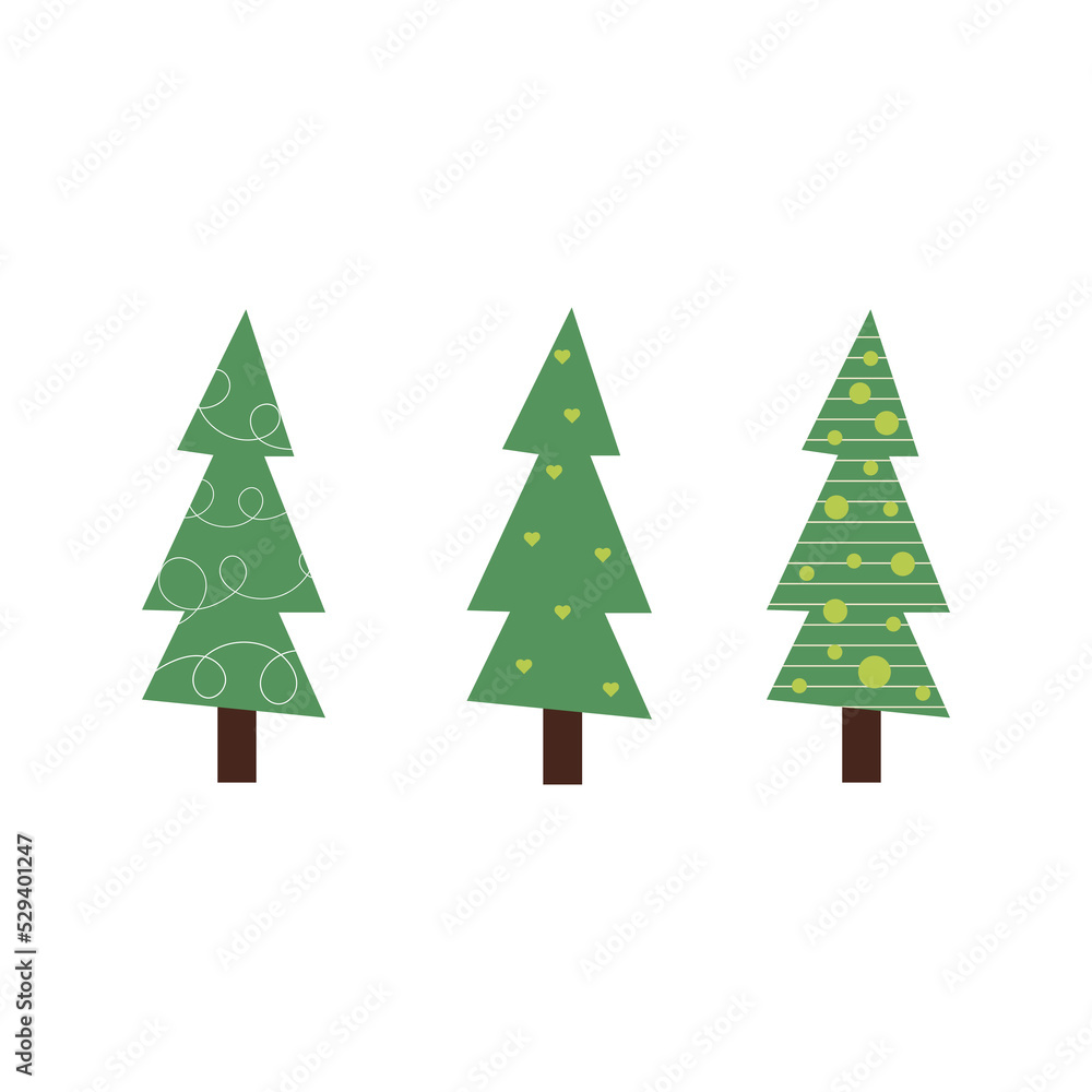 Obraz premium Set of illustrations of Christmas trees. The theme of the new year and Christmas.