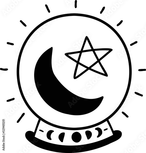 Hand Drawn prophecy crystal ball illustration