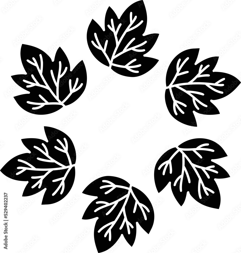 Hand Drawn leaf circle frame illustration Hand Drawn leaf circle frame illustration