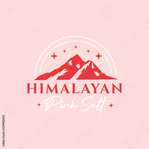 Himalayan Pink Salt Mountain sun stars logo vector image