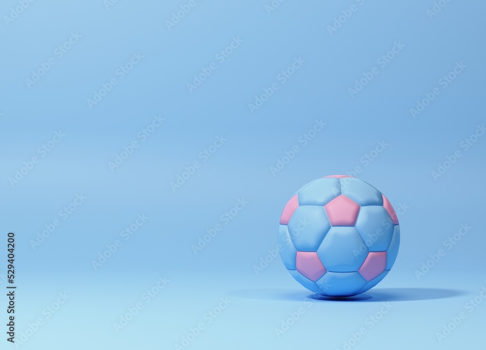 Fototapeta premium Soccer ball on blue background. 3D rendering