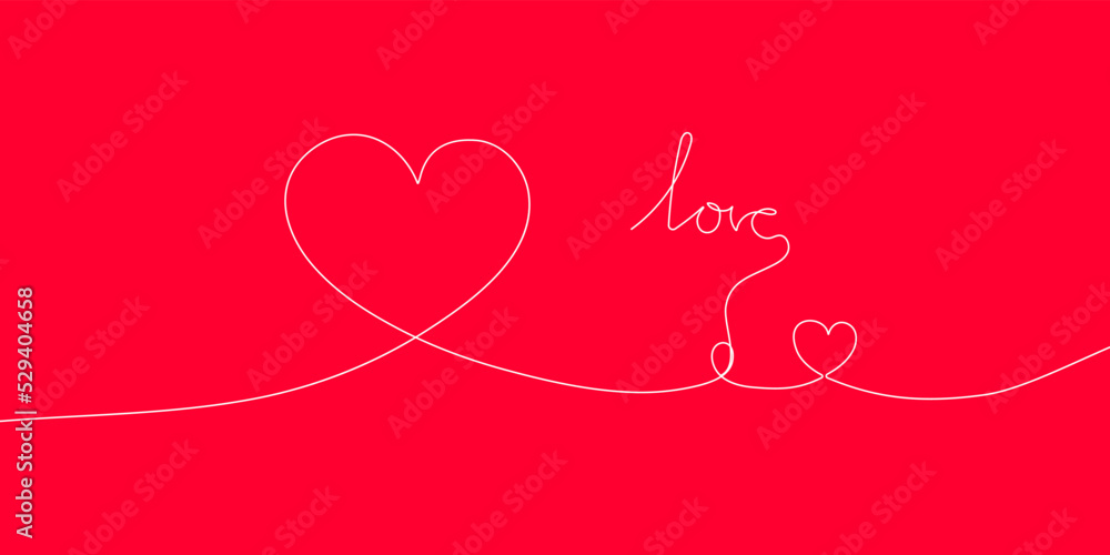 Continuous line drawing.Romantic poster.One line style.Card Valentines with line art drawing of heart.Valentine vector illustration.Greeting card for St. Valentine's Day in the form of a heart. 
