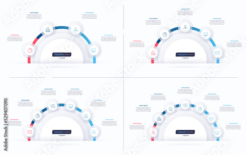 Vector minimalistic infographic templates 4 5 6 7 options