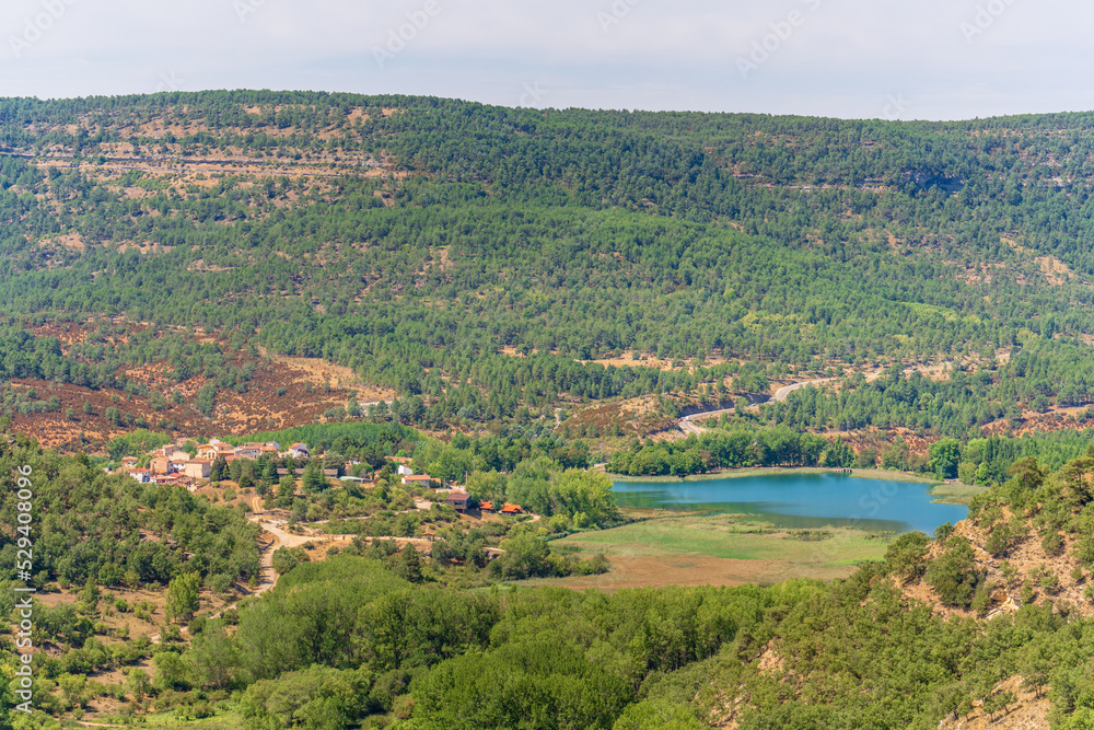 Fototapeta premium Hiking path known as Escalerón la Raya in Uña. Serranía de Cuenca Natural Park landscape, Spain