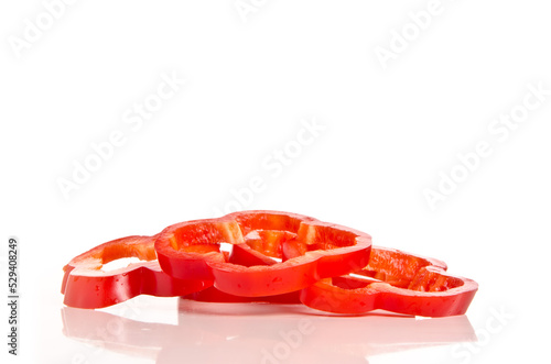 Paprika, Capsicum, red, white isolated background with reflection