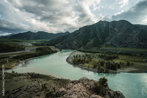 The confluence of the Chuya and Katun rivers in the Altai Mountains