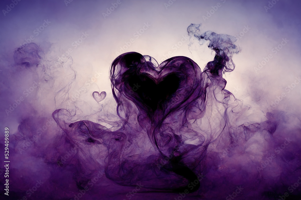 Fototapeta premium Heart shaped cloud, beautiful magic smoke heart.