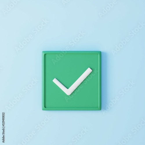 Such as or properly isolated symbol icons blue background, checkmark buttons, mobile app icons. 3d rendering illustrations