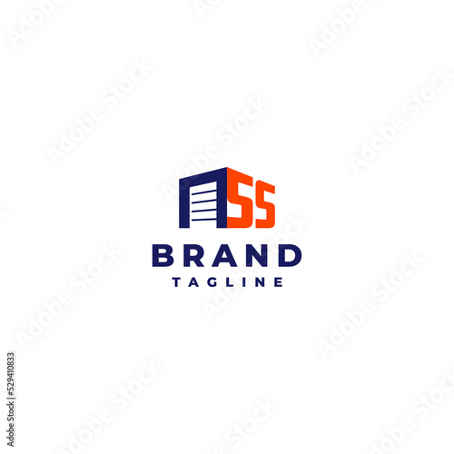 The initials of the letter SS form a storage building. Storage Door and Initials SS Logo Design.