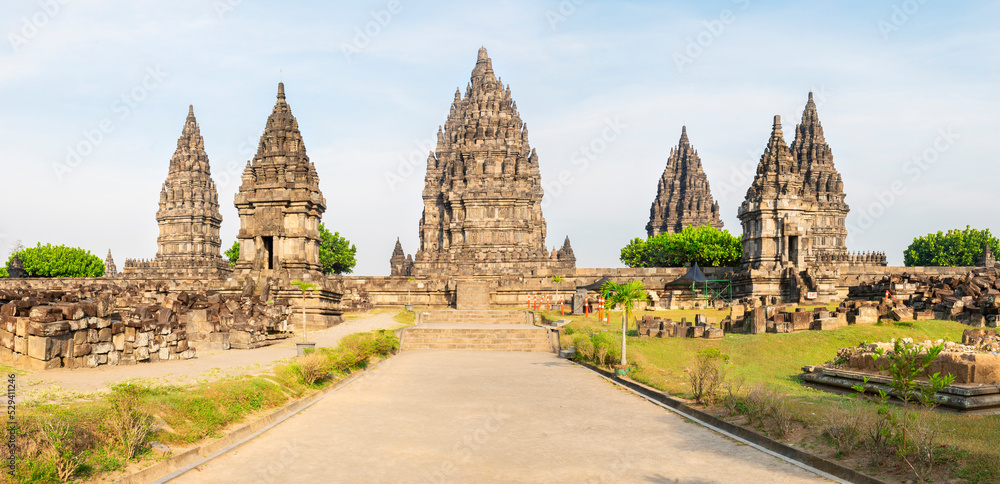 Panoram view of Prambanan temple near Yogyakarta city, Central Java, Indonesia Panoram view of Prambanan temple near Yogyakarta city, Central Java, Indonesia