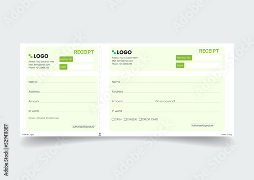  Payment paper slip with text space to add your identity and amounts. vector illustration