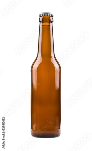 Generic brown beer bottle, sealed and filled with beer