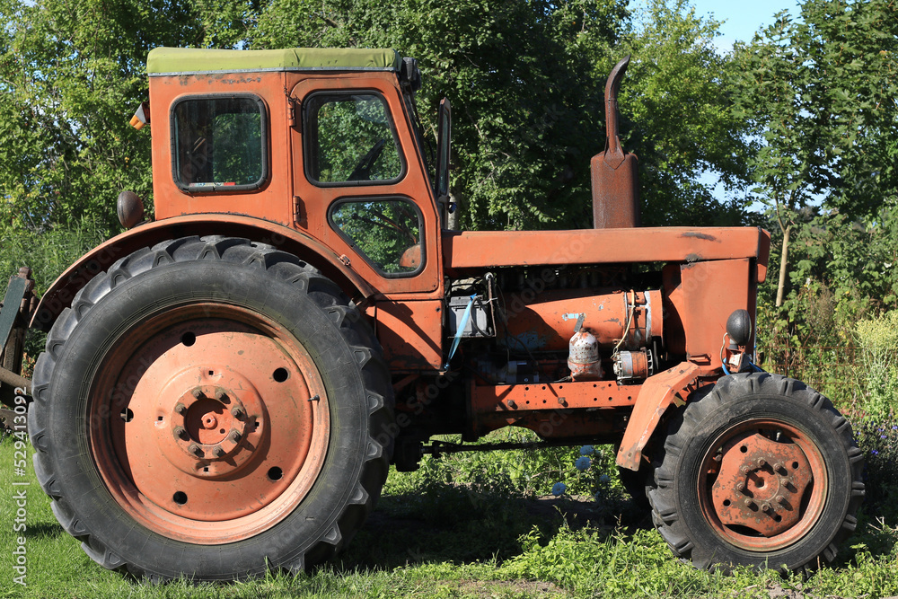 retro t-40 orange tractor