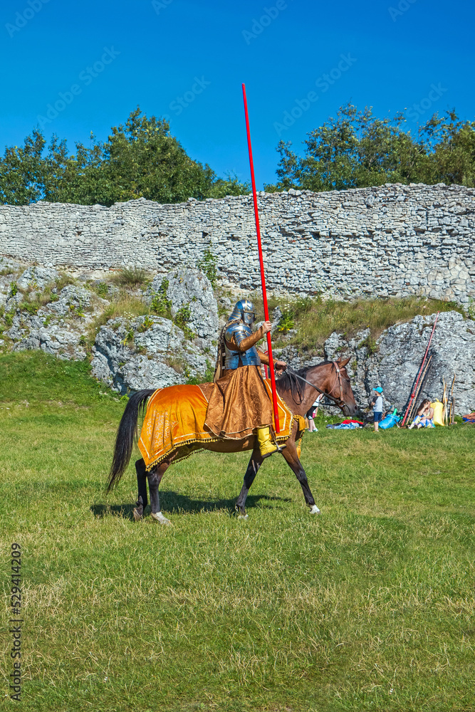 Knight in armor of hussar legion in Ogrodzieniec Castle Stock Photo Adobe Stock