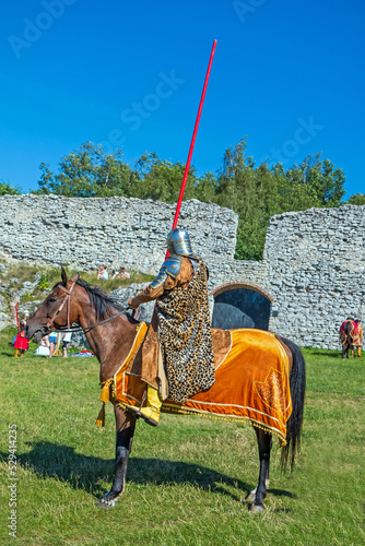 Knight in armor of hussar legion in Ogrodzieniec Castle