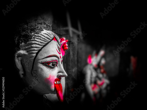 Goddess Kali Maa on Diwali Kali Pooja background of Dieali festival Bangladesh. photo