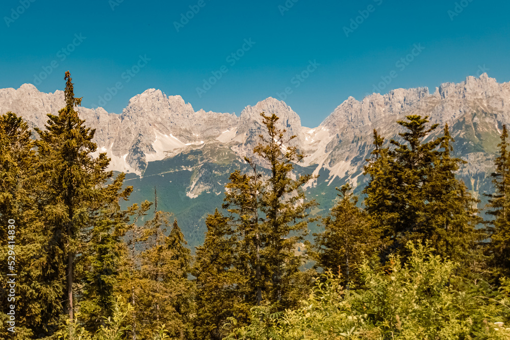 Beautiful alpine summer view at the famous Astberg summit, Going, Wilder Kaiser, Tyrol, Austria