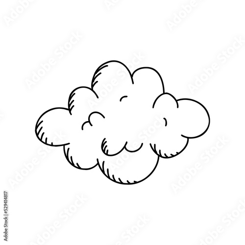 Clouds doodle collection. Outline scribble sky. Vector retro fog