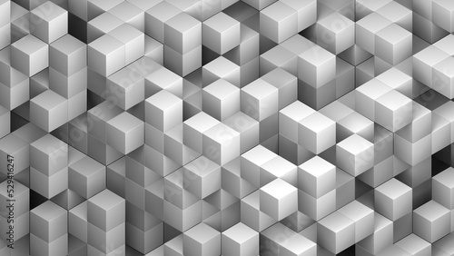3d cubes abstract background. White isometric digital technology futuristic blocks on light surface. 