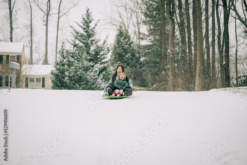 child playing outside in winter