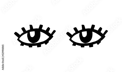 Crazy eyes. Doodle open eye. Abstract hand drawn fun geometric collection. Vector black elements