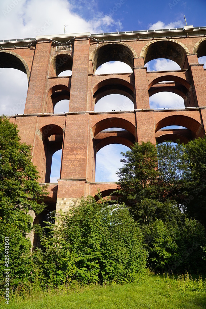 Fototapeta premium Goltzsch Viaduct (Göltzschtalbrücke) is a railway bridge in Germany. It is the largest brick built bridge in the world and was completed in 1851. Near city Reichenbach in Vogtland.
