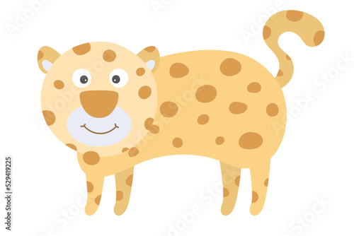 Vector cartoon leopard. African animal. funny kind leopard. Funny cute charater. Adorable little african animal for fashion print, kids wear, nursery, poster, invitation, greeting card design