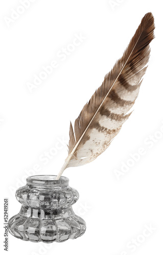 Foto Glass inkstand and quill cut out