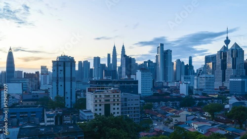 Timelapse 4k UHD footage of cityscape of Kuala Lumpur at during sunrise morning