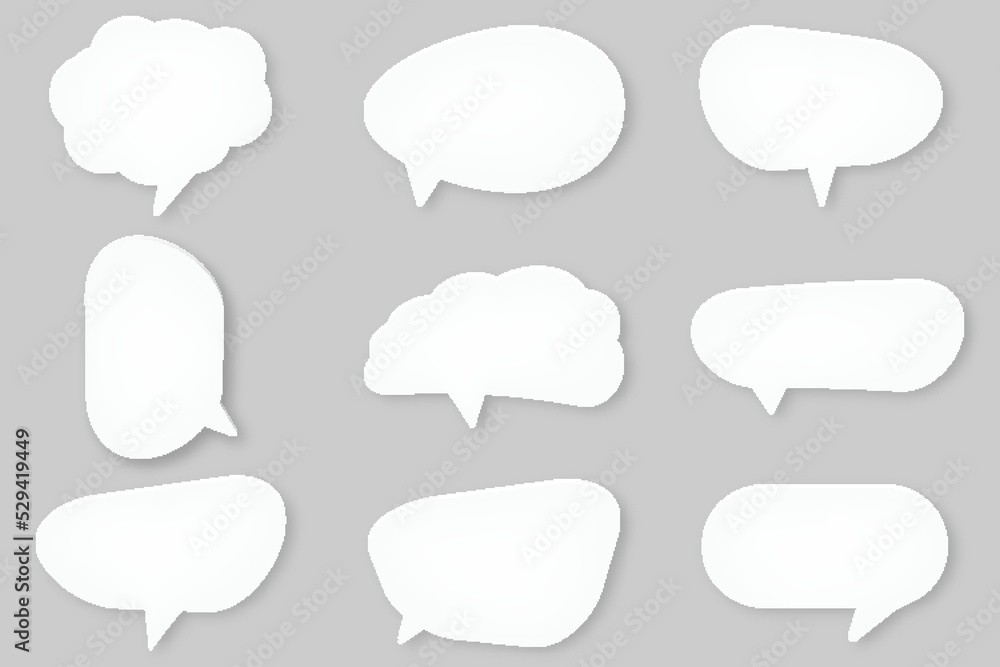 Speech bubbles in paper style on the gray background Speech bubbles in paper style on the gray background