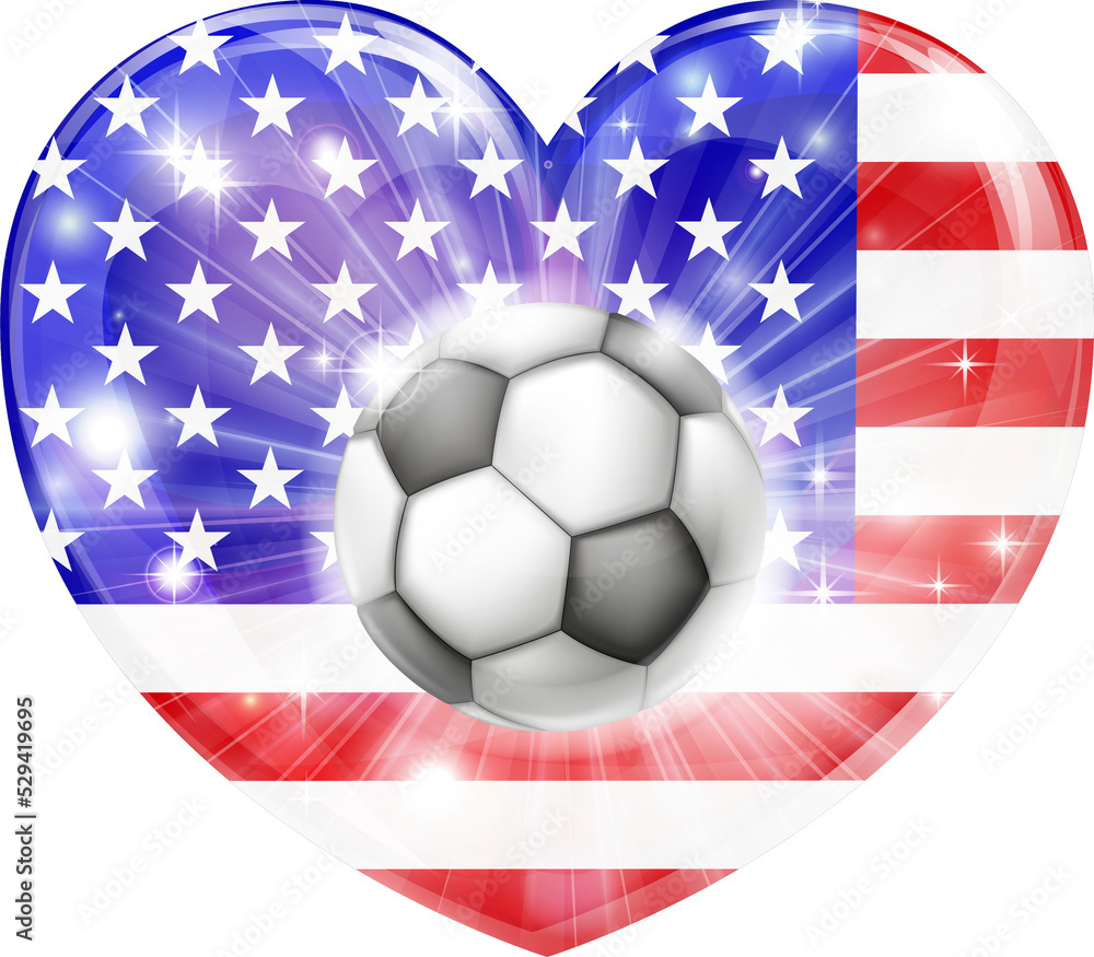 Naklejka premium American soccer heart flag