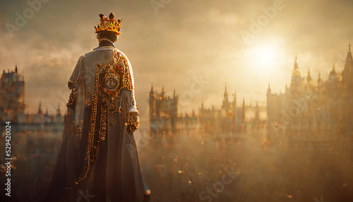Fotografia The new King of the United Kingdom hailed by the crowd of England, in the crowning ceremony