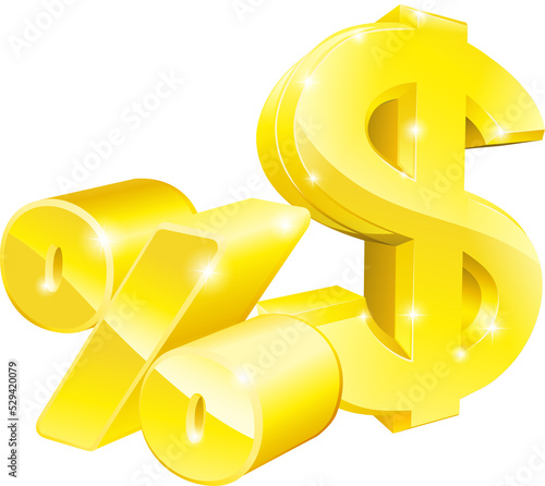 Dollar percentage rate signs