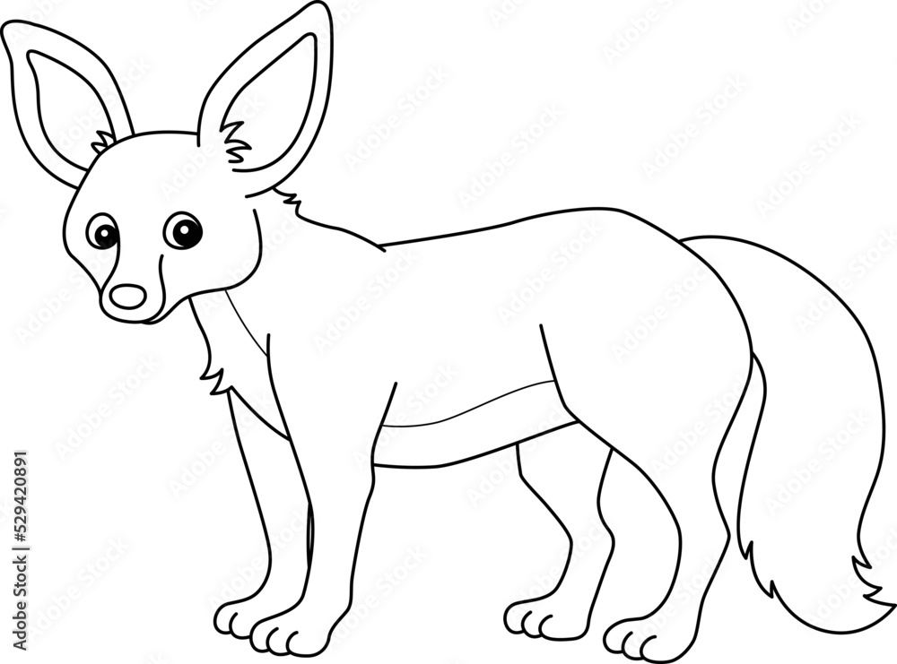 Bat-Eared Fox Animal Isolated Coloring Page Bat-Eared Fox Animal Isolated Coloring Page