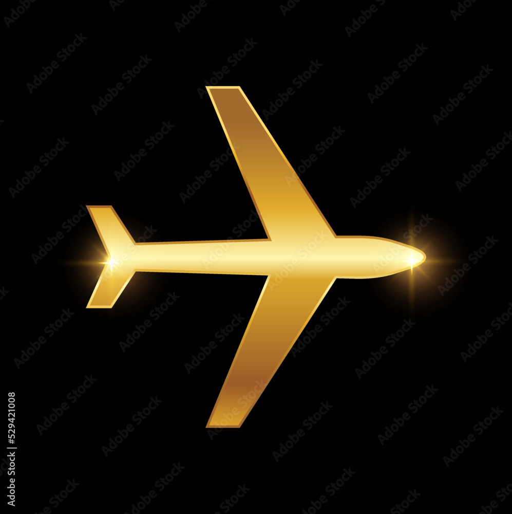 Golden Plane Travel Tourism Logo Sign Golden Plane Travel Tourism Logo Sign