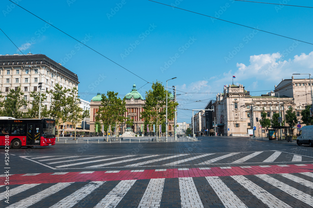 National museum and Republic square in Belgrade downtown of Serbian capital