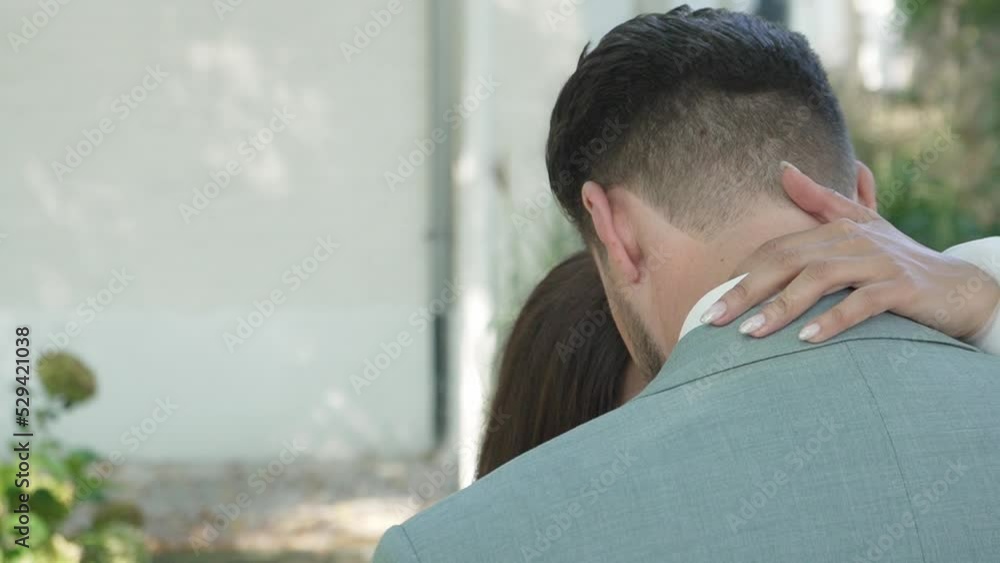 Couple hugging and enjoying each other on their wedding day. Couple hugging and enjoying each other on their wedding day.