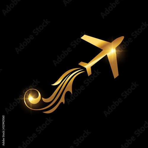 Golden Plane Travel Tourism Logo Sign