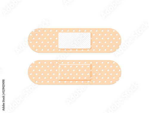 Medical plaster. First aid band plaster strip medical patch. Wound cross plastering band and porous bandage plasterers