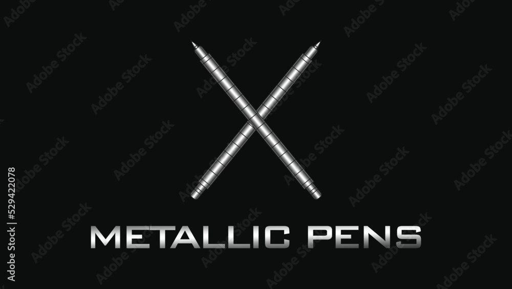 Metallic Pens Logo Creative Design Template