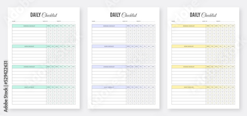 Daily Checklist Planner Template. Daily Productivity Planner Design. Life & Business Planner Templates. Minimalist Planner Pages Template. Printable Planner Set Template.