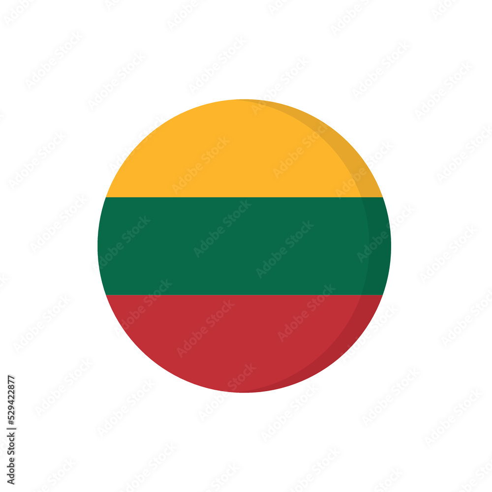 Flat icon flag of Lithuania in circle symbol isolated on white background. Vector illustration. Flat icon flag of Lithuania in circle symbol isolated on white background. Vector illustration.