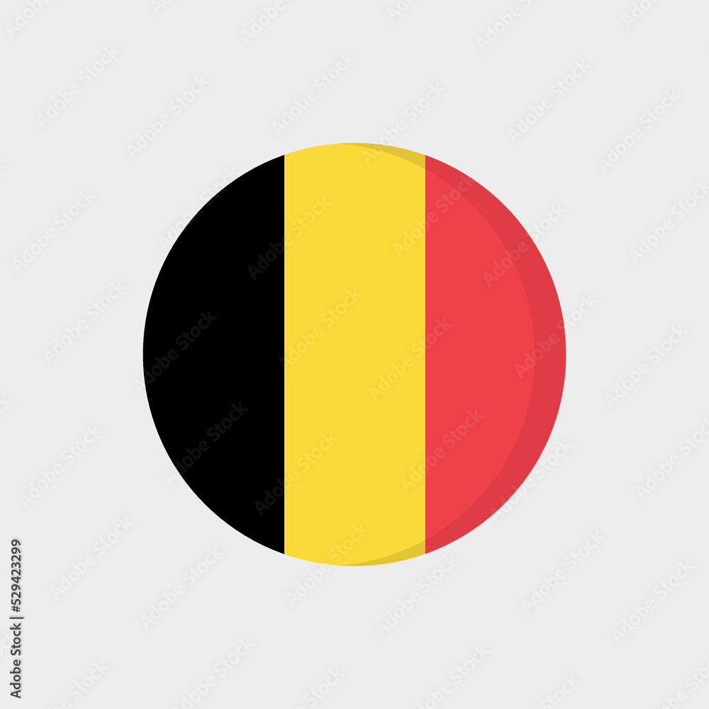 Fototapeta premium Flat icon flag of Belgium in circle symbol isolated on white background. Vector illustration.