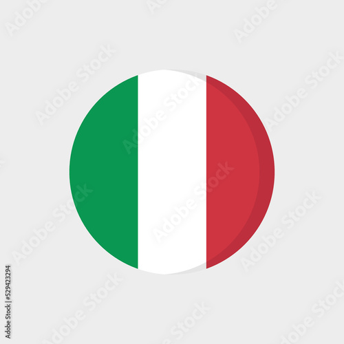 Flat icon flag of Italy in circle symbol isolated on white background. Vector illustration.